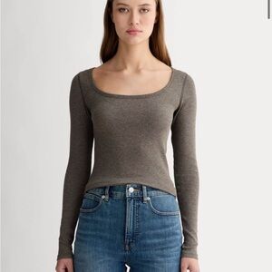 The Luxe Rib Long-Sleeve Scoop-Neck Tee
